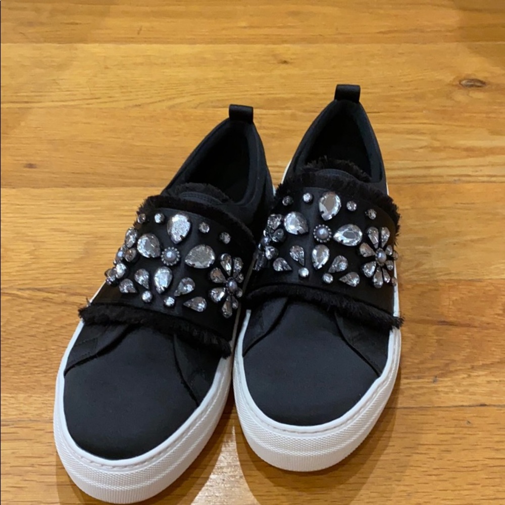 Super cute satin slip ons